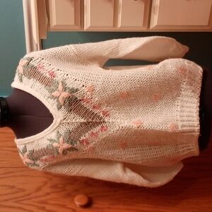 Vintage 90s Margules v-neck loose knit sweater, sz M